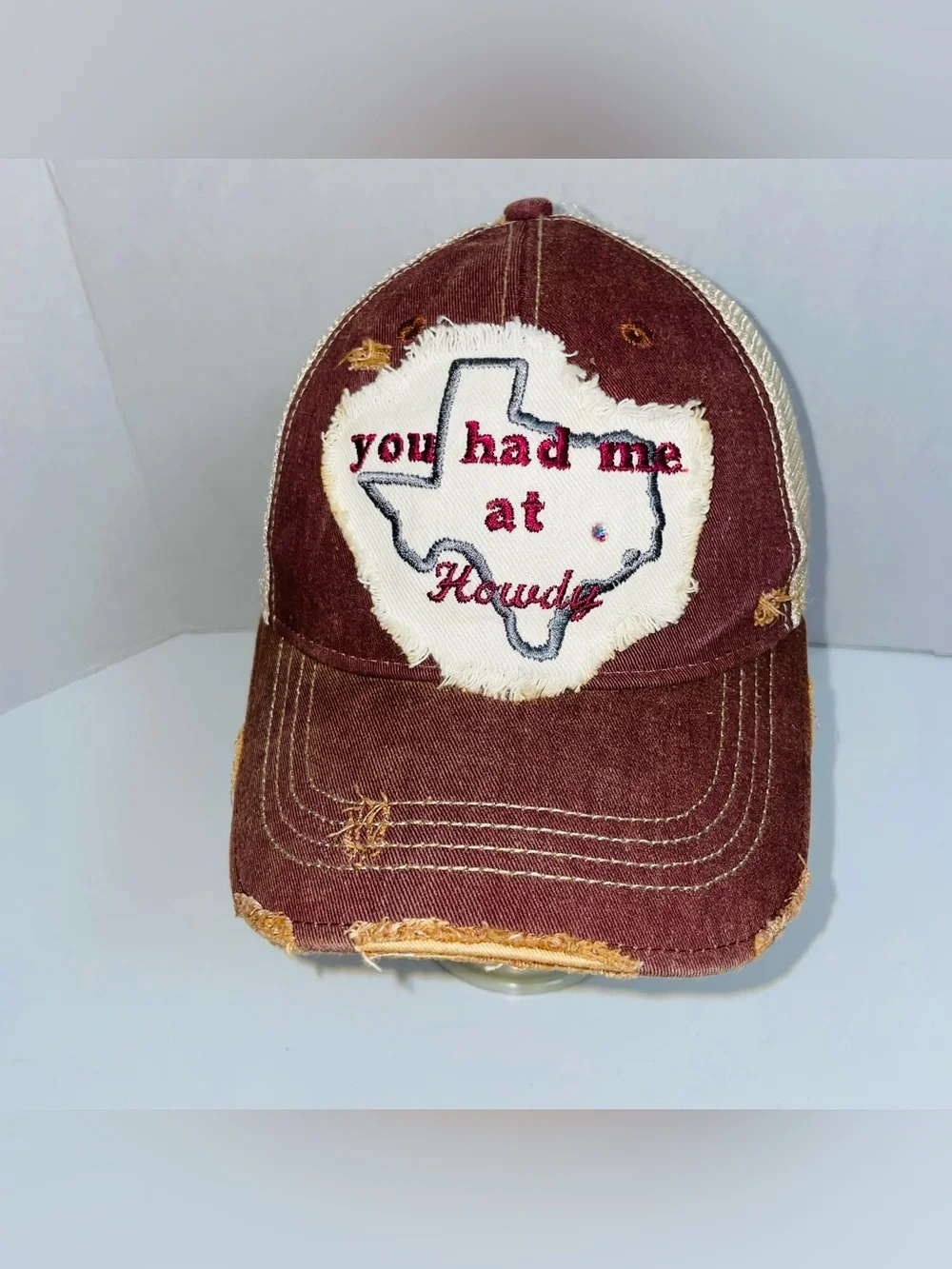 Brown 'You Had Me at Howdy' Distressed Baseball Cap
